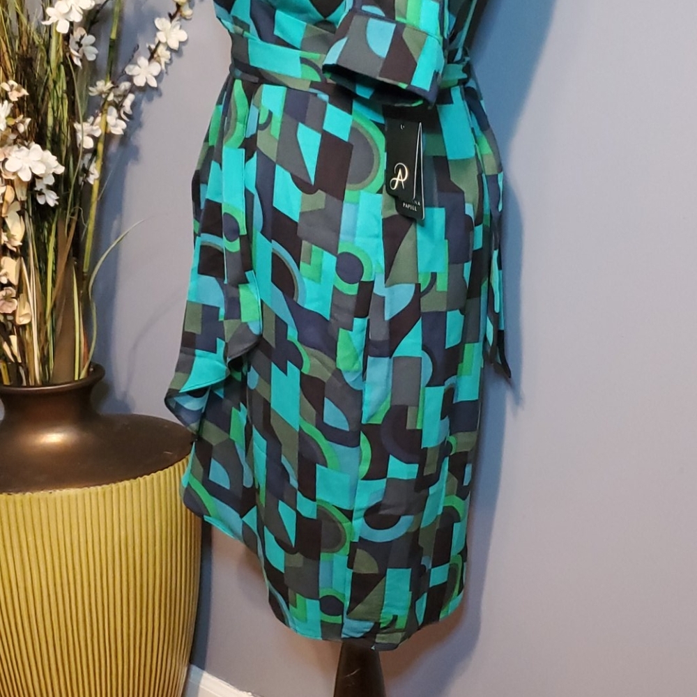 Adrianna Papell Draped Jersey Faux Wrap Dress Sz 8 - Picture 7 of 14